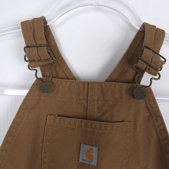 Carhartt 3T Boys Bib Overalls Tan - Picture 3 of 9